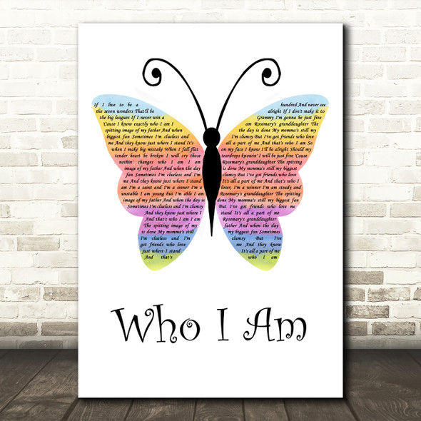 Jessica Andrews Who I Am Rainbow Butterfly Song Lyric Art Print