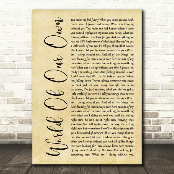 Westlife World Of Our Own Rustic Script Song Lyric Art Print