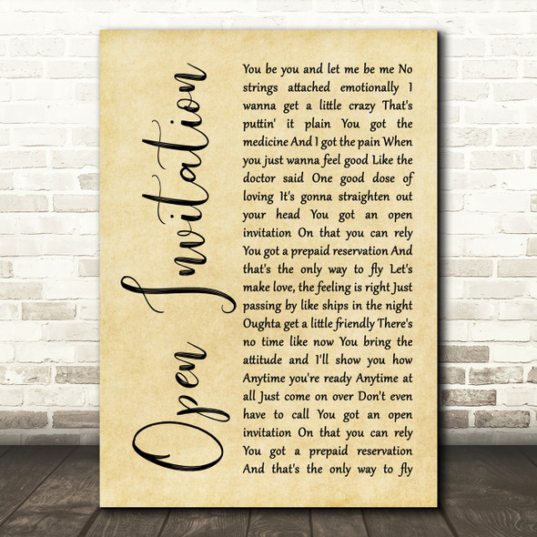 Santana Open Invitation Rustic Script Song Lyric Art Print