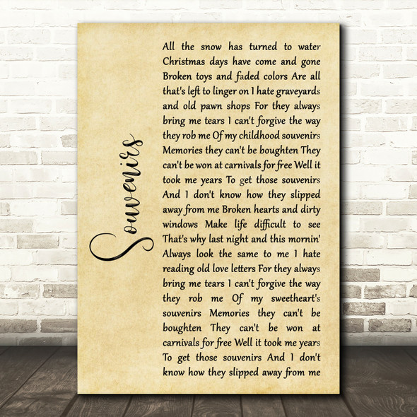 John Prine Souvenirs Rustic Script Song Lyric Art Print