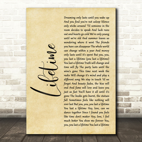 Emeli Sandé Lifetime Rustic Script Song Lyric Art Print