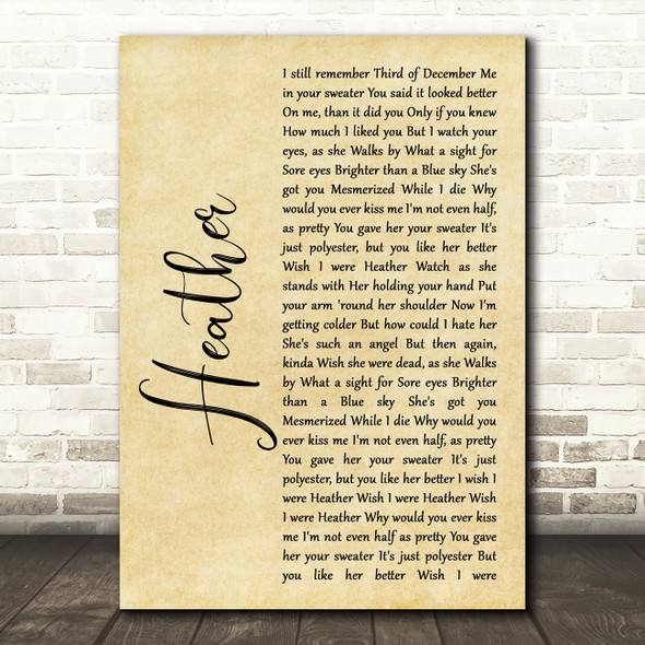 Conan Gray Heather Rustic Script Song Lyric Art Print