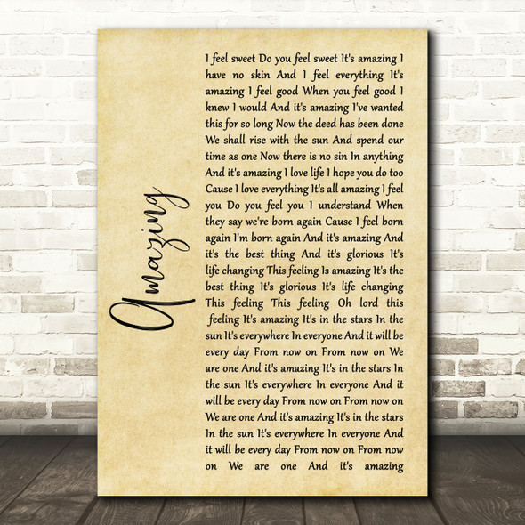 One Eskimo Amazing Rustic Script Song Lyric Art Print