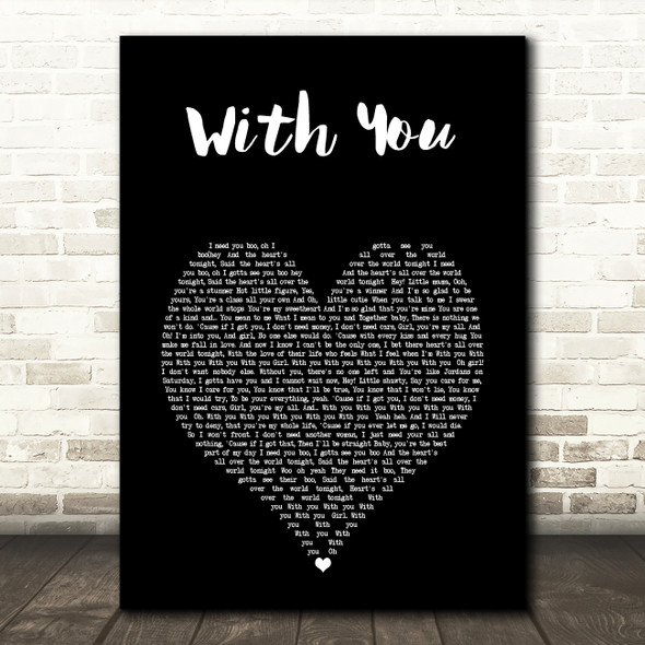 Chris Brown With You Black Heart Song Lyric Wall Art Print