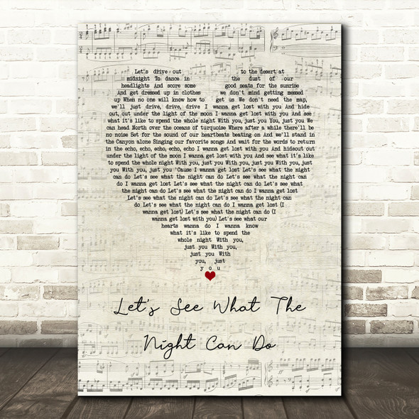 Jason Mraz Let's See What The Night Can Do Script Heart Song Lyric Art Print