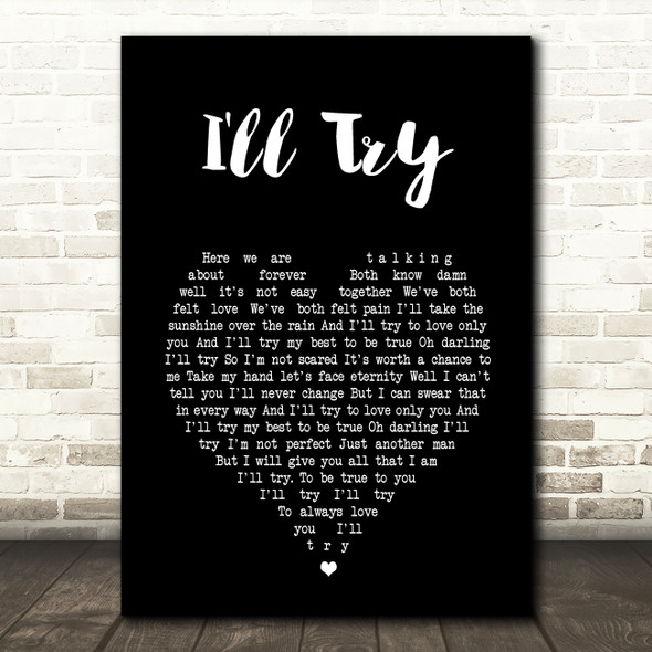 Alan Jackson I'll Try Black Heart Song Lyric Wall Art Print