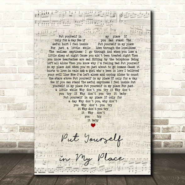 The Elgins Put Yourself in My Place Script Heart Song Lyric Art Print