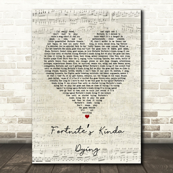 McCreamy Fortnites Kinda Dying Script Heart Song Lyric Art Print