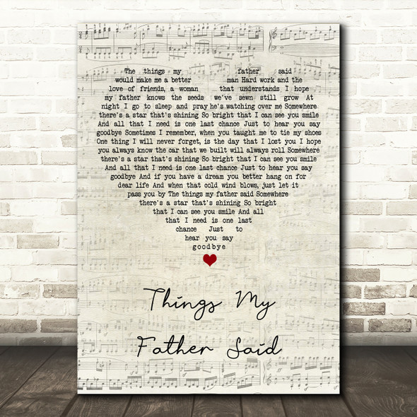 Black Stone Cherry Things My Father Said Script Heart Song Lyric Art Print