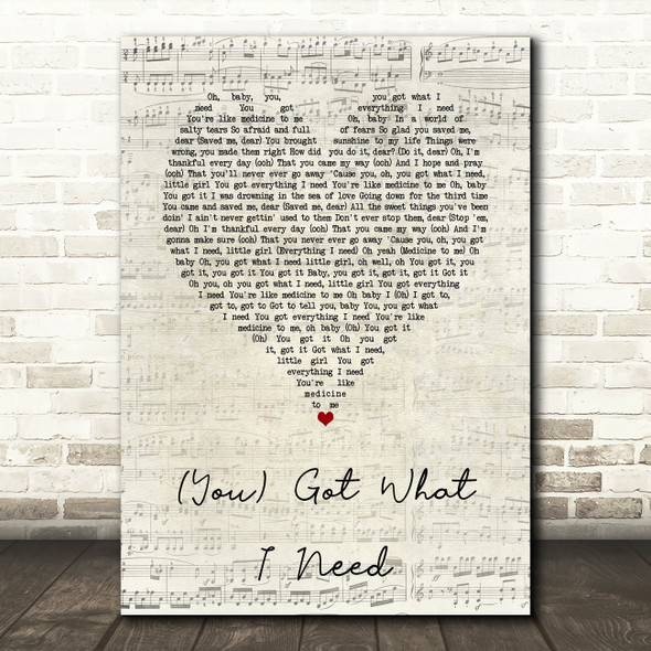 Freddie Scott (You) Got What I Need Script Heart Song Lyric Art Print