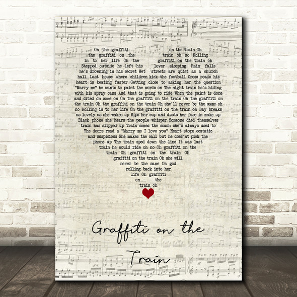 Stereophonics Graffiti on the Train Script Heart Song Lyric Art Print
