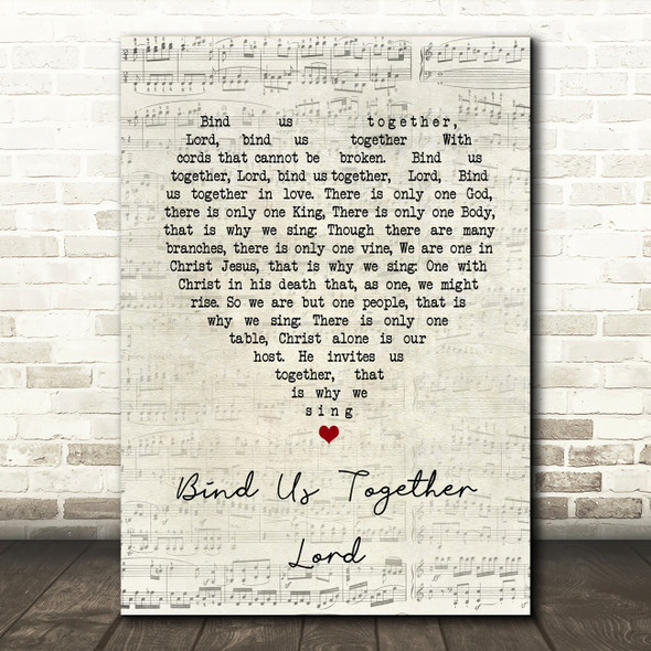 John Keys Bind Us Together Lord Script Heart Song Lyric Art Print