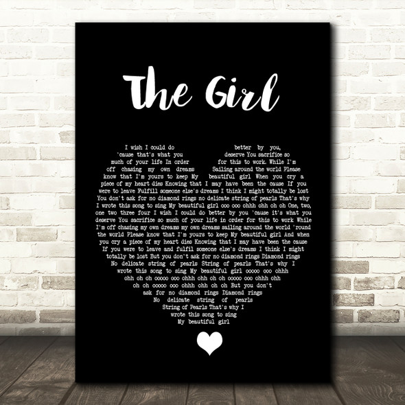 City And Colour The Girl Black Heart Song Lyric Wall Art Print