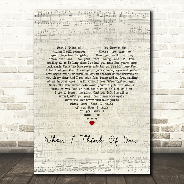 Steve Perry When I think of you Script Heart Song Lyric Art Print