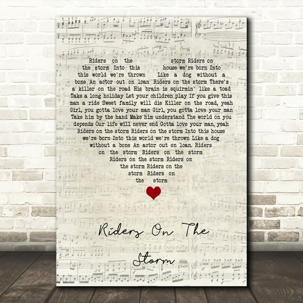 The Doors Riders On The Storm Script Heart Song Lyric Art Print