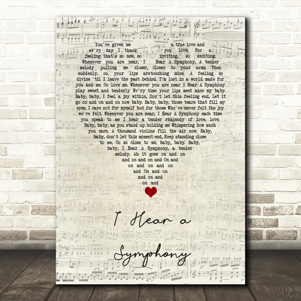 The Isley Brothers I Hear a Symphony Script Heart Song Lyric Art Print