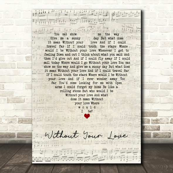 Roger Daltrey Without Your Love Script Heart Song Lyric Art Print