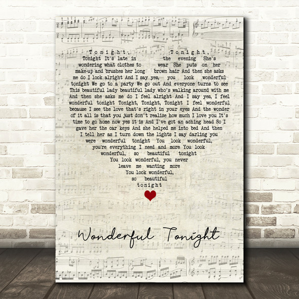 Damage Wonderful Tonight Script Heart Song Lyric Art Print