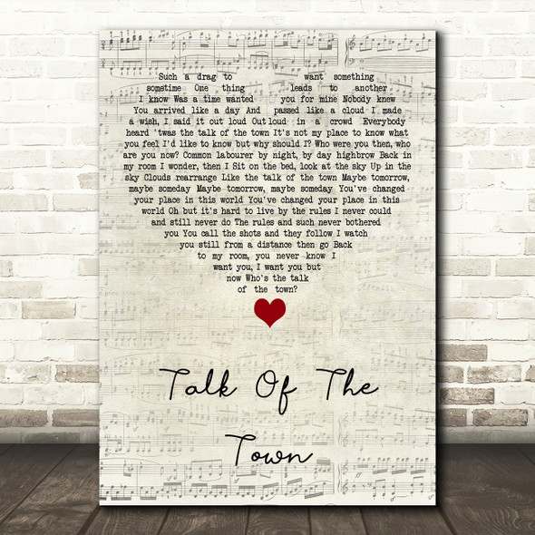 The Pretenders Talk Of The Town Script Heart Song Lyric Art Print