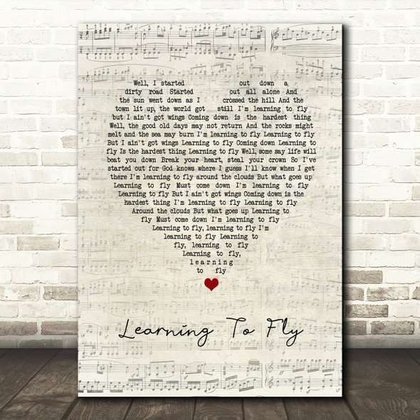 Tom Petty And The Heartbreakers Learning To Fly Script Heart Song Lyric Art Print