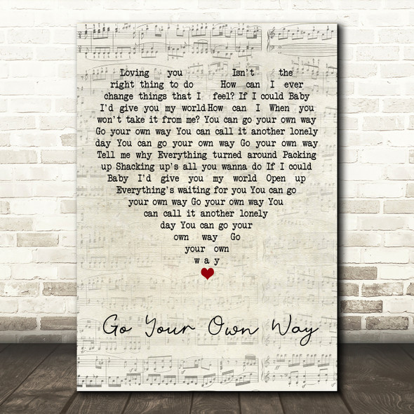 Fleetwood Mac Go Your Own Way Script Heart Song Lyric Art Print