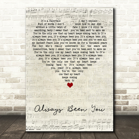 Shawn Mendes Always Been You Script Heart Song Lyric Art Print