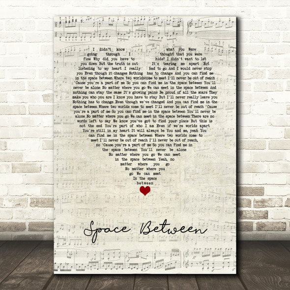 Dove Cameron & Sofia Carson Space Between Script Heart Song Lyric Art Print