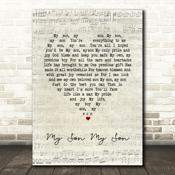 Vera Lynn My Son My Son Script Heart Song Lyric Art Print