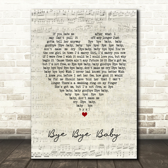Bay City Rollers Bye Bye Baby Script Heart Song Lyric Art Print