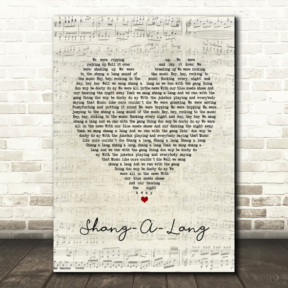Bay City Rollers Shang-A-Lang Script Heart Song Lyric Art Print