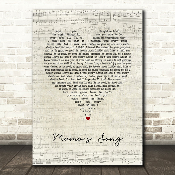 Carrie Underwood Mama's Song Script Heart Song Lyric Art Print