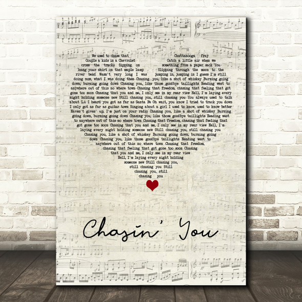 Morgan Wallen Chasin' You Script Heart Song Lyric Art Print