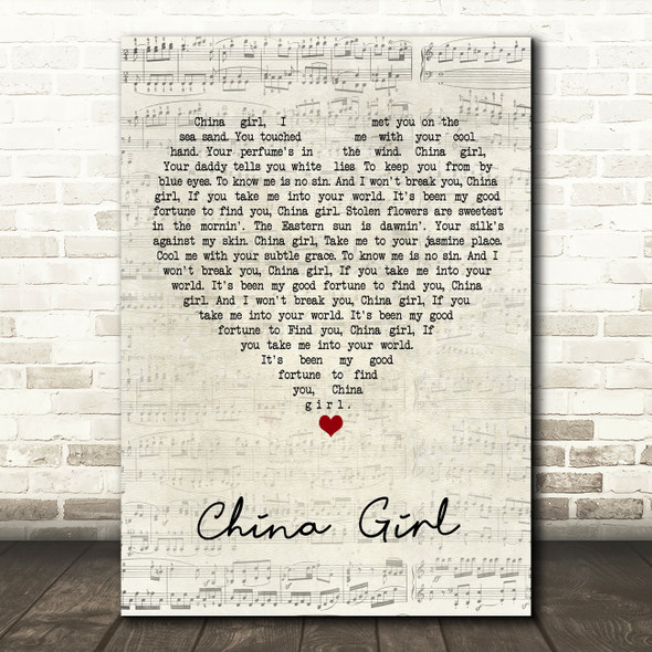 John Mellencamp China Girl Script Heart Song Lyric Art Print