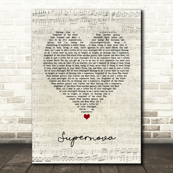 Kylie Minogue Supernova Script Heart Song Lyric Art Print