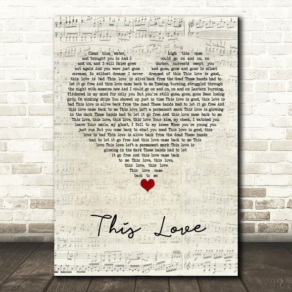 Taylor Swift This Love Script Heart Song Lyric Art Print
