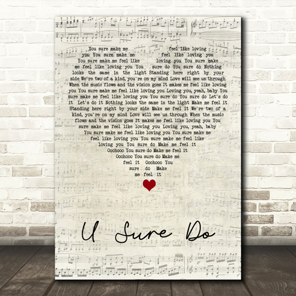 Strike U Sure Do Script Heart Song Lyric Art Print