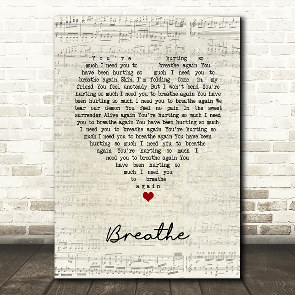 CamelPhat, Breathe Script Heart Song Lyric Art Print
