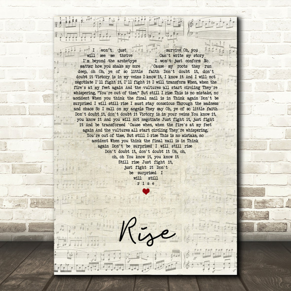 Katy Perry Rise Script Heart Song Lyric Art Print