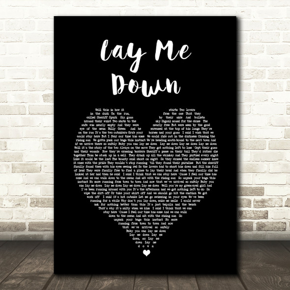 Dirty Heads Lay Me Down Black Heart Song Lyric Wall Art Print