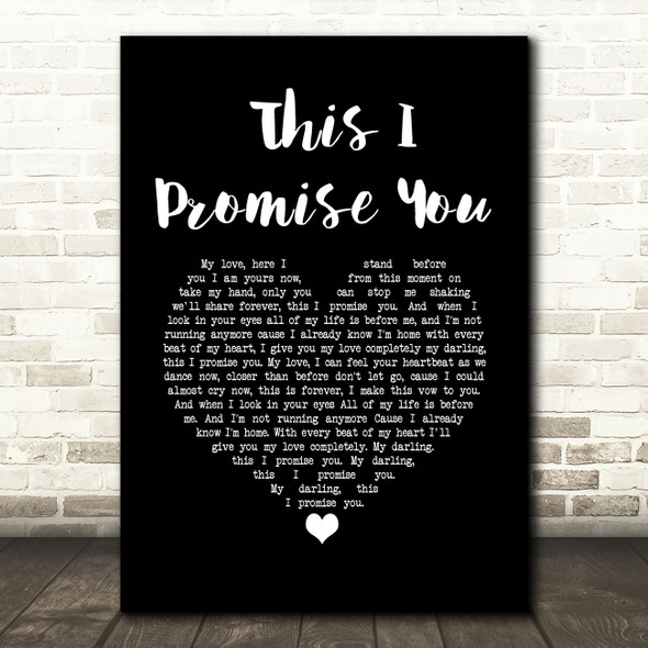 Donna taggart This I Promise You Black Heart Song Lyric Wall Art Print
