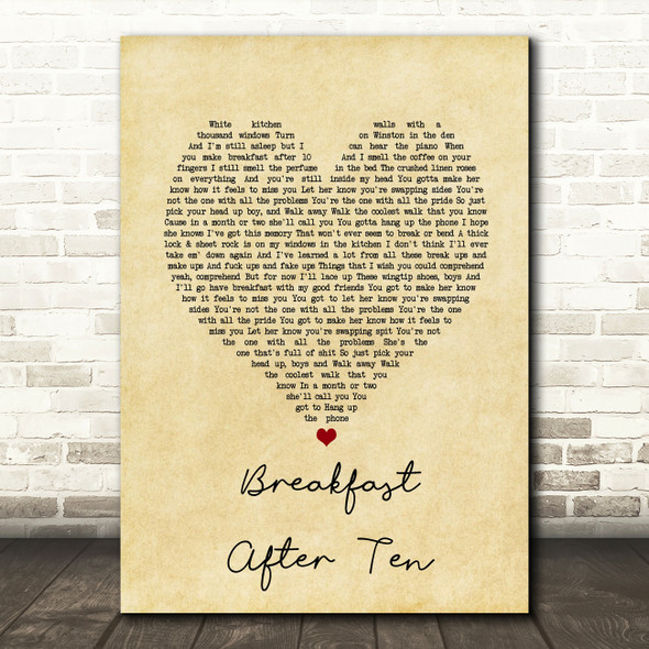 Blue October Breakfast After Ten Vintage Heart Song Lyric Art Print