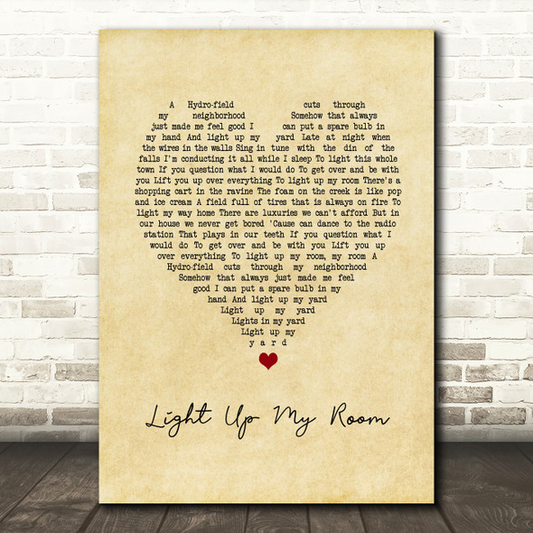 Barenaked Ladies Light Up My Room Vintage Heart Song Lyric Art Print