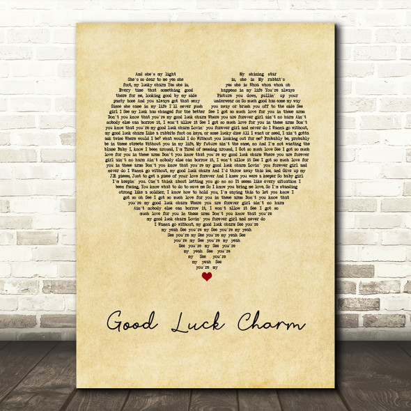 Jagged Edge Good Luck Charm Vintage Heart Song Lyric Art Print
