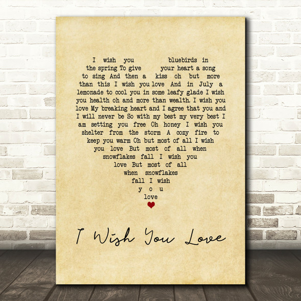 Sam Cooke I Wish You Love Vintage Heart Song Lyric Art Print