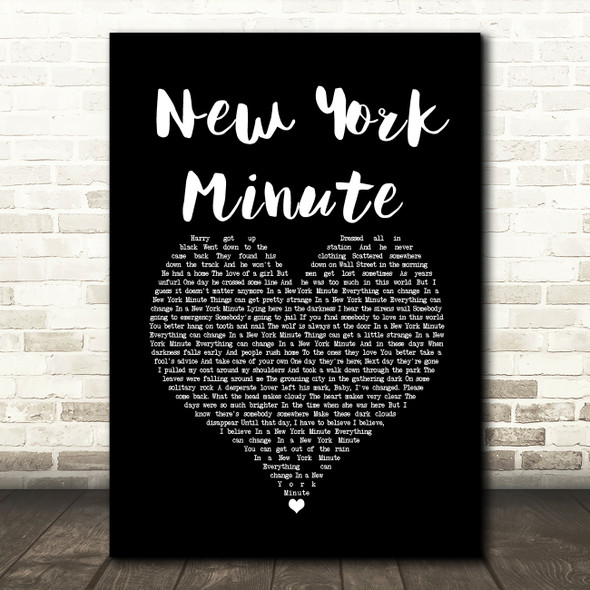 Eagles New York Minute Black Heart Song Lyric Wall Art Print