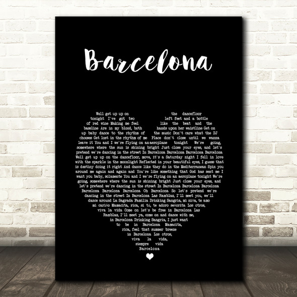 Ed Sheeran Barcelona Black Heart Song Lyric Wall Art Print