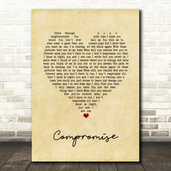 Smile Empty Soul Compromise Vintage Heart Song Lyric Art Print