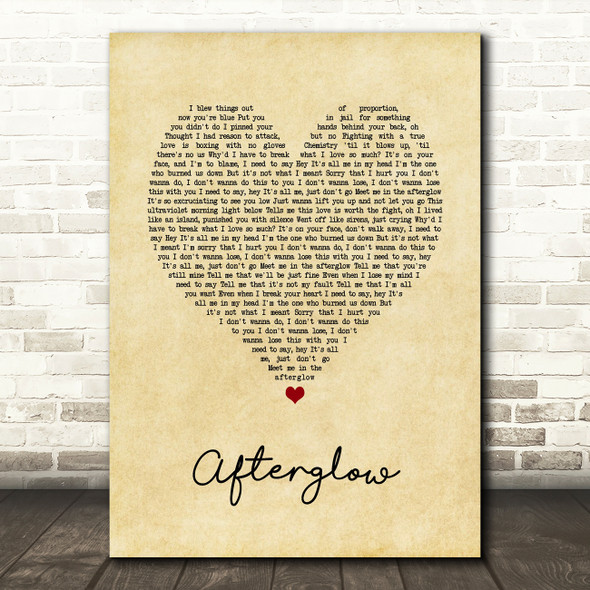 Taylor Swift Afterglow Vintage Heart Song Lyric Art Print