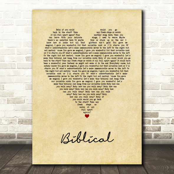 Biffy Clyro Biblical Vintage Heart Song Lyric Art Print