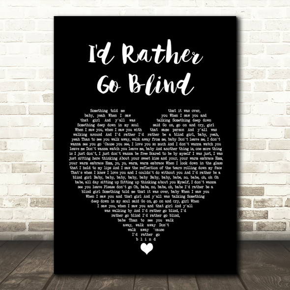 Etta James I'd Rather Go Blind Black Heart Song Lyric Wall Art Print